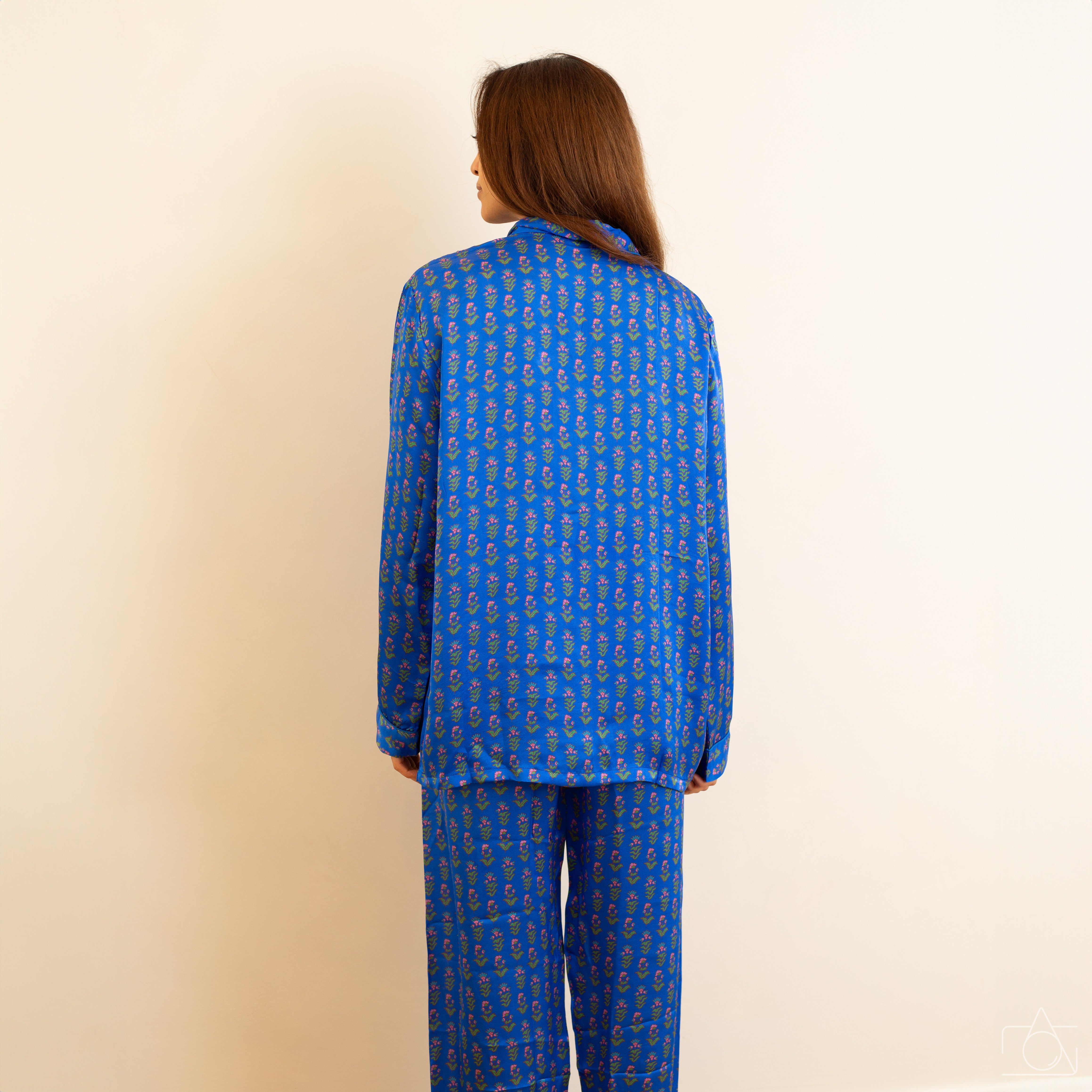 Women's Blue Pajama Set | Blue Silk Pajamas | HOUSE of BHAVA