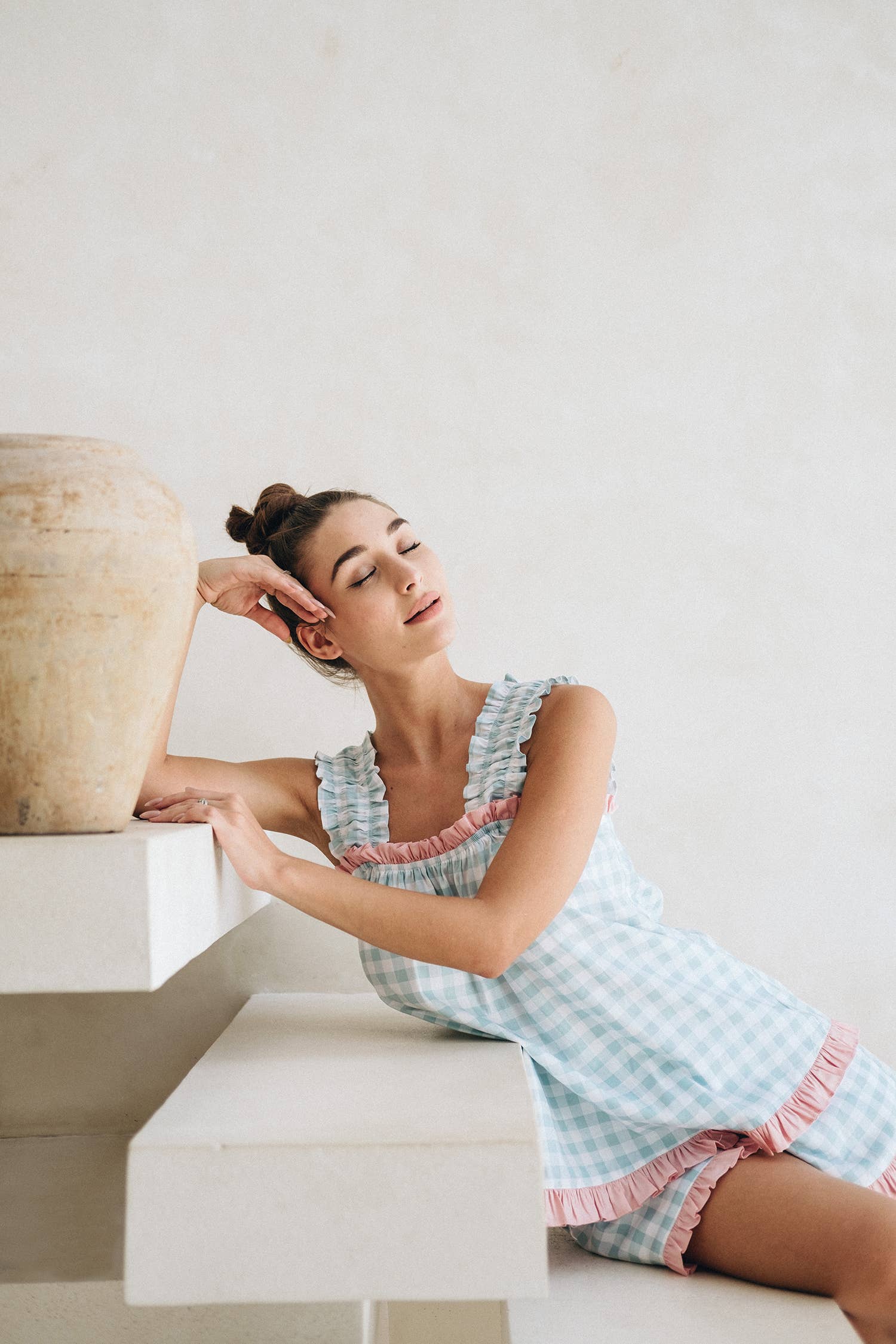Lolita: 100% Cotton Frill Pyjama Set  - Turquoise