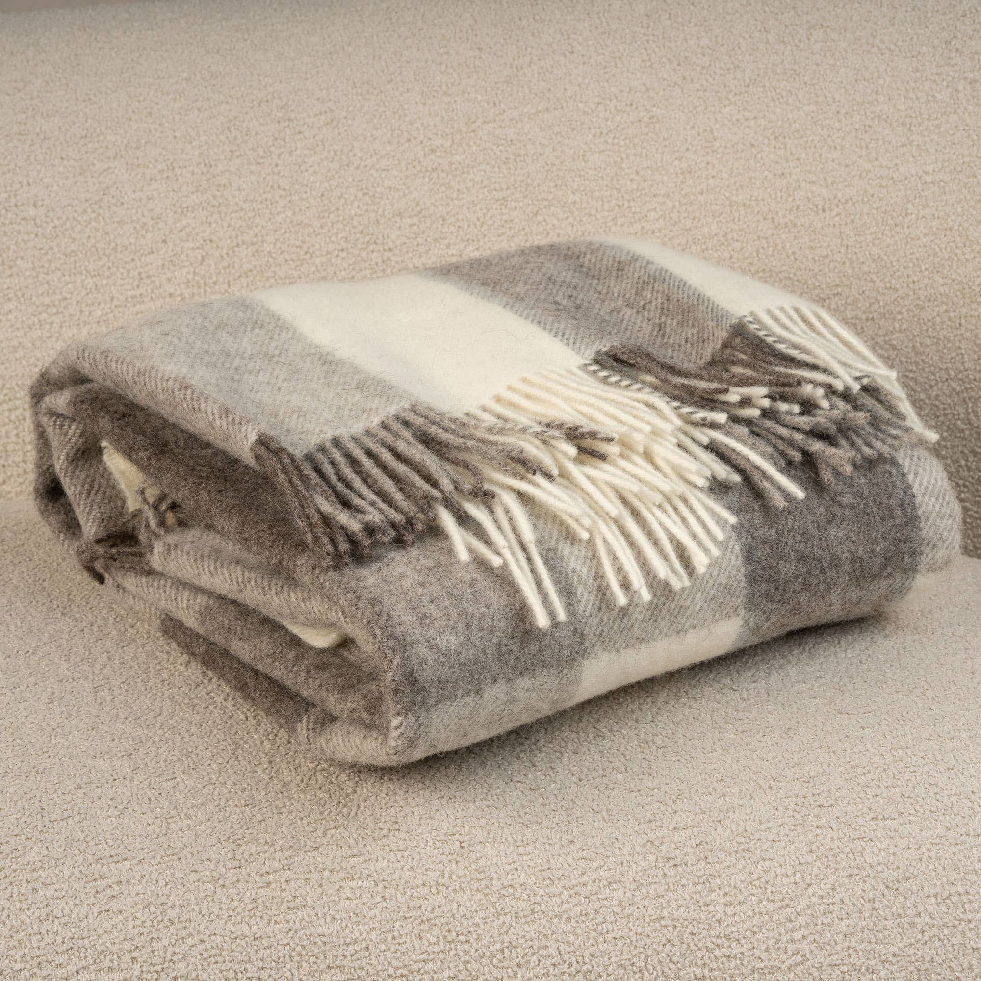 Grey Wool Blankets | Grey Plaid Blanket | HOUSE of BHAVA